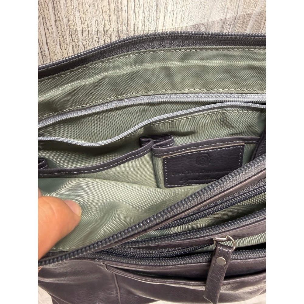 Osgoode Marley Plum Leather Crossbody Bag RFID Multi-Zip Messenger Purple - Picture 16 of 16